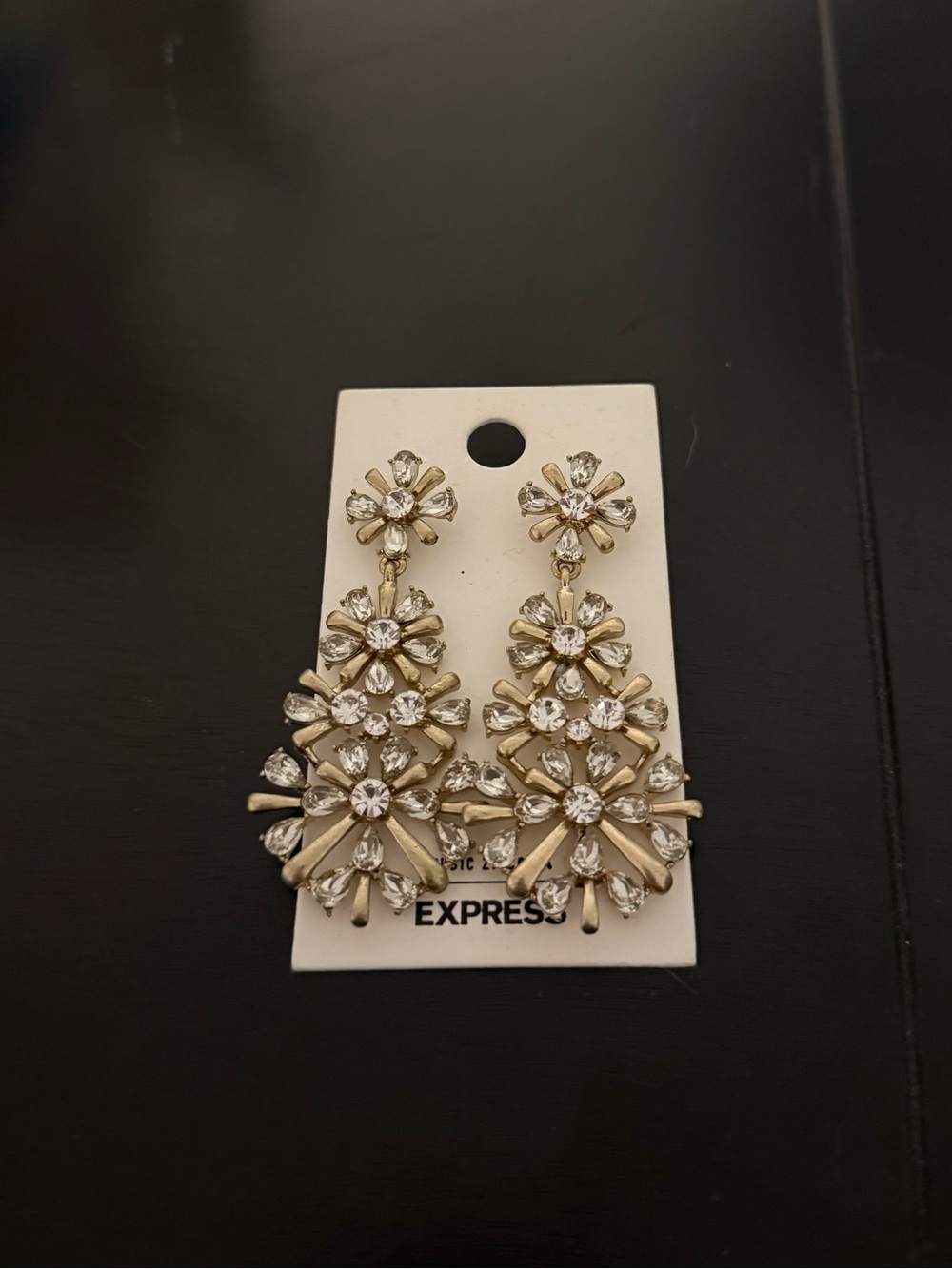 Express Gold-Tone Crystal Floral Drop Earrings